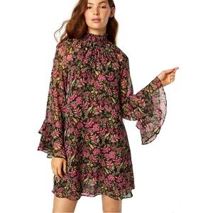 Misa Los Angeles Saint Floral Long Sleeve Mock Neck Dress